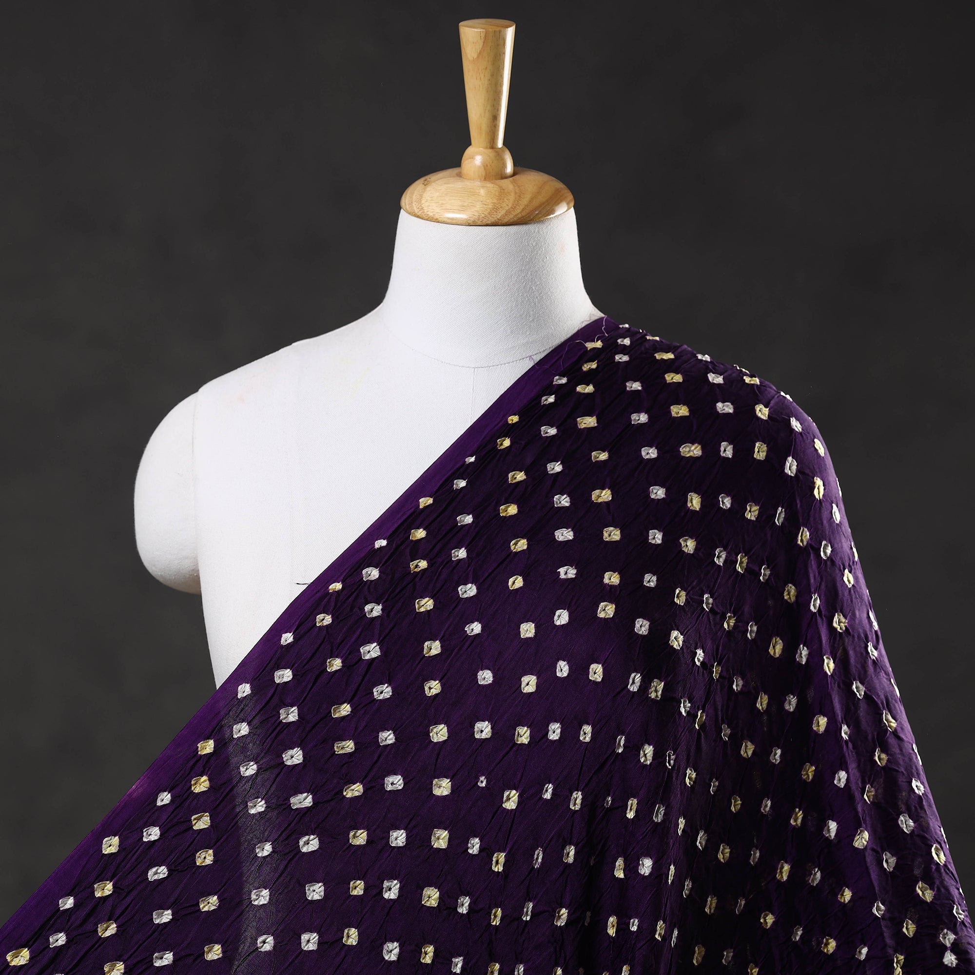 KACHCHH JI CHHAAP Alluring Purple Kutch Bandhani Tie-Dye Modal Silk Fabric - view 2