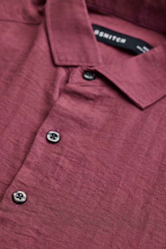 SNITCH Mauve Textured Linen Blend Shirt - view 2