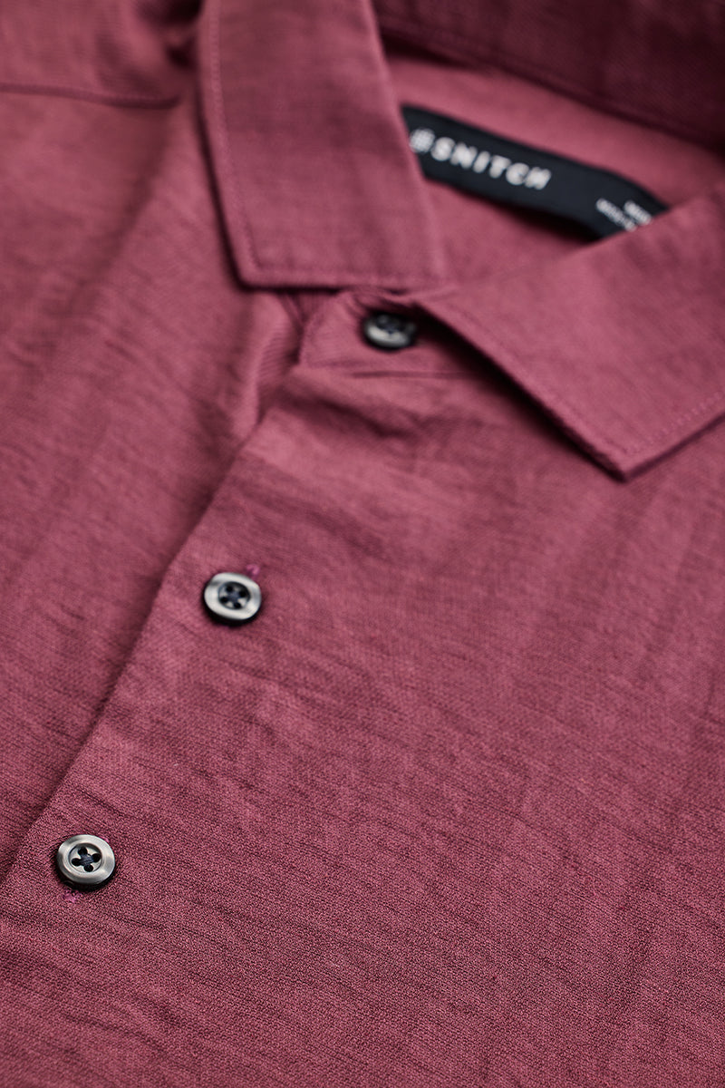 SNITCH Mauve Textured Linen Blend Shirt - view 2