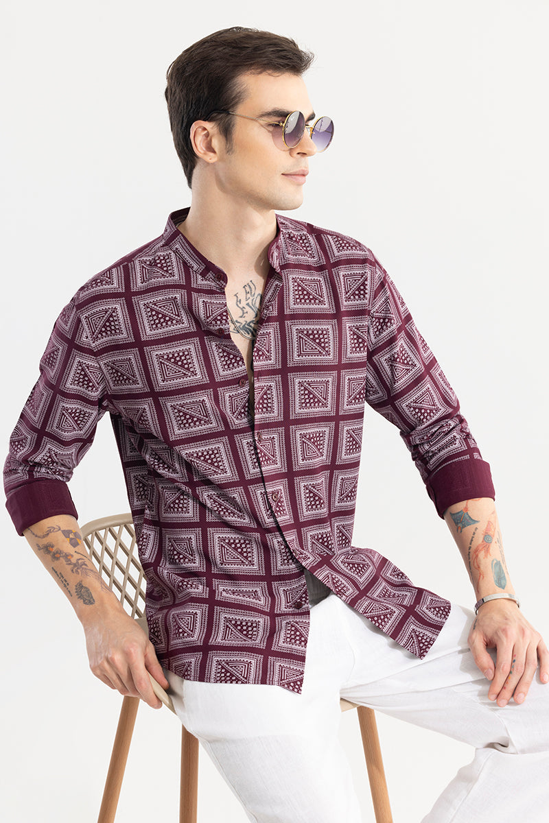 SNITCH Gridart Maroon Shirt - view 4
