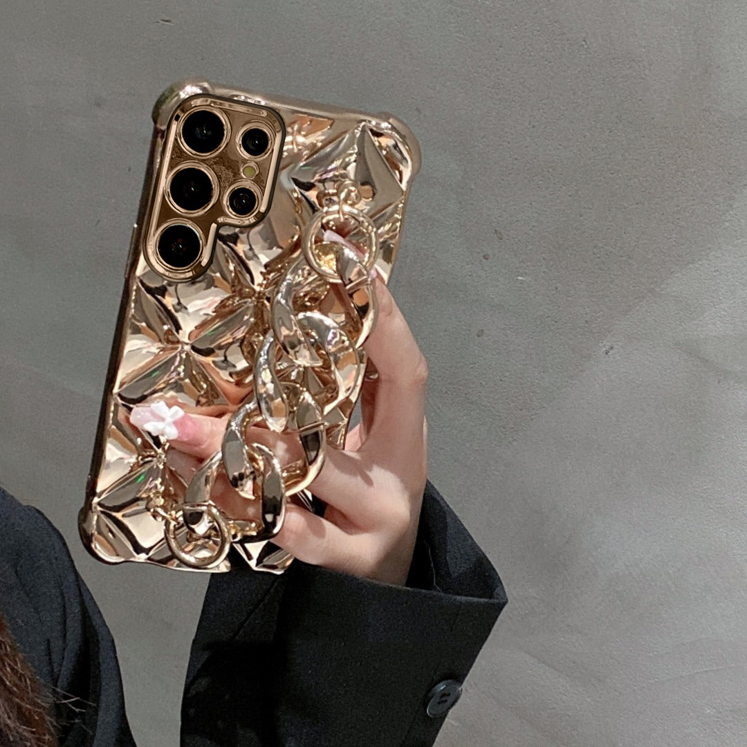 3D Rhombus Pattern Electroplating Chain Case - Samsung - view 7