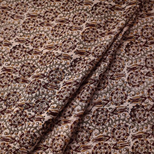 VENKATA BHANU KALAMKARI PEDANA Brown - Pedana Block Printed Cotton Kalamkari Fabric 15 - view 2