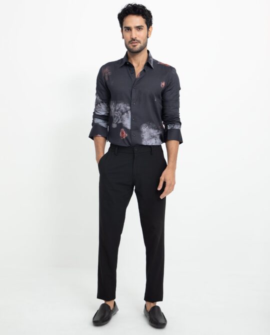 Rare Rabbit Men's Tulson Black Cotton Modal Fabric Floral Print Full Sleeves Shirt - view 2