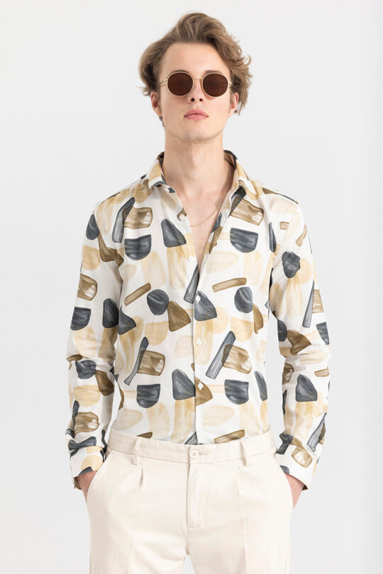 SNITCH Abstract Gem Beige SHirt