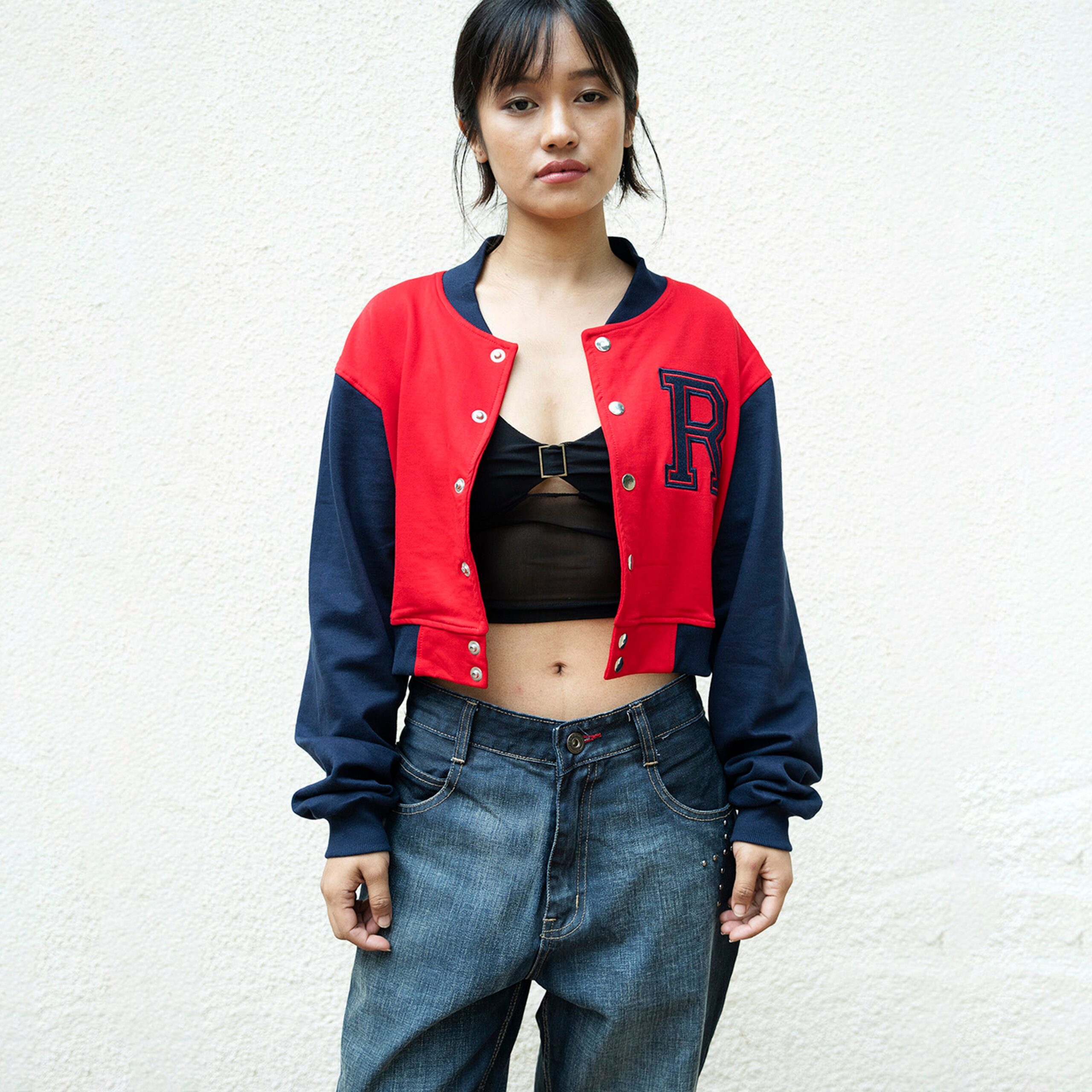 IZF Red Crop Varsity Jacket