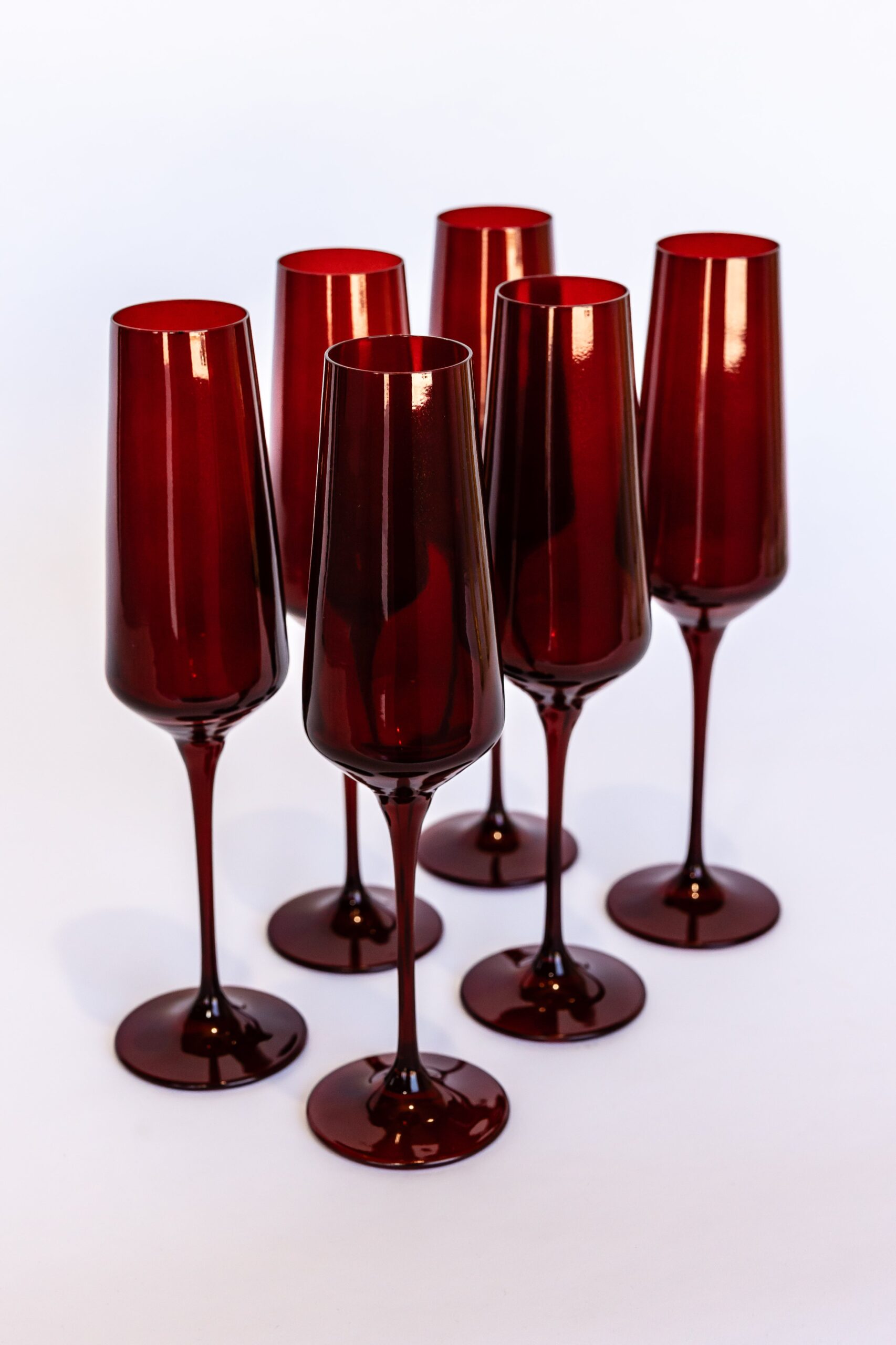Estelle Colored Glass Estelle Colored Champagne Flute - Set of 6 {Red Samples} - view 2