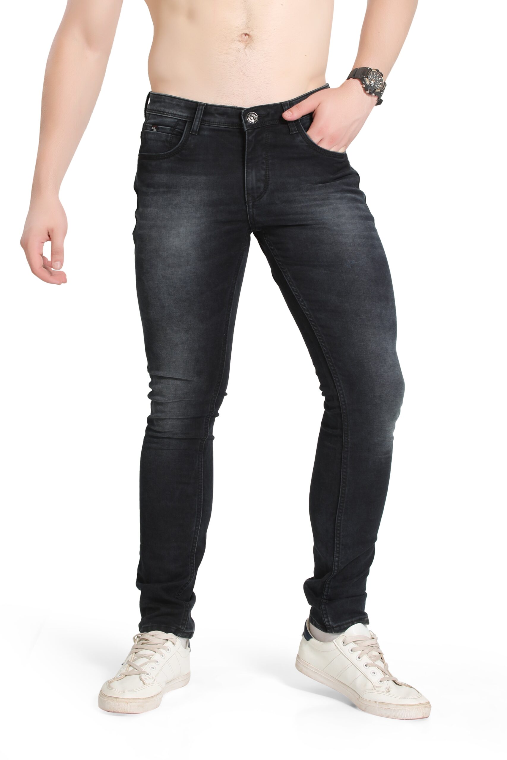 BLACKTREE MEN'S AUTUMN DARK COLOURED STRETCH VINTAGE CASUAL JEANS BT006..