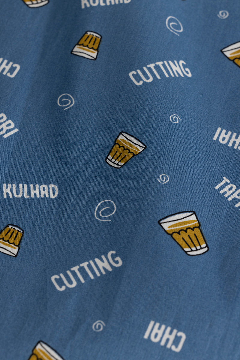 SNITCH Chai Print Blue Pyjama - view 9