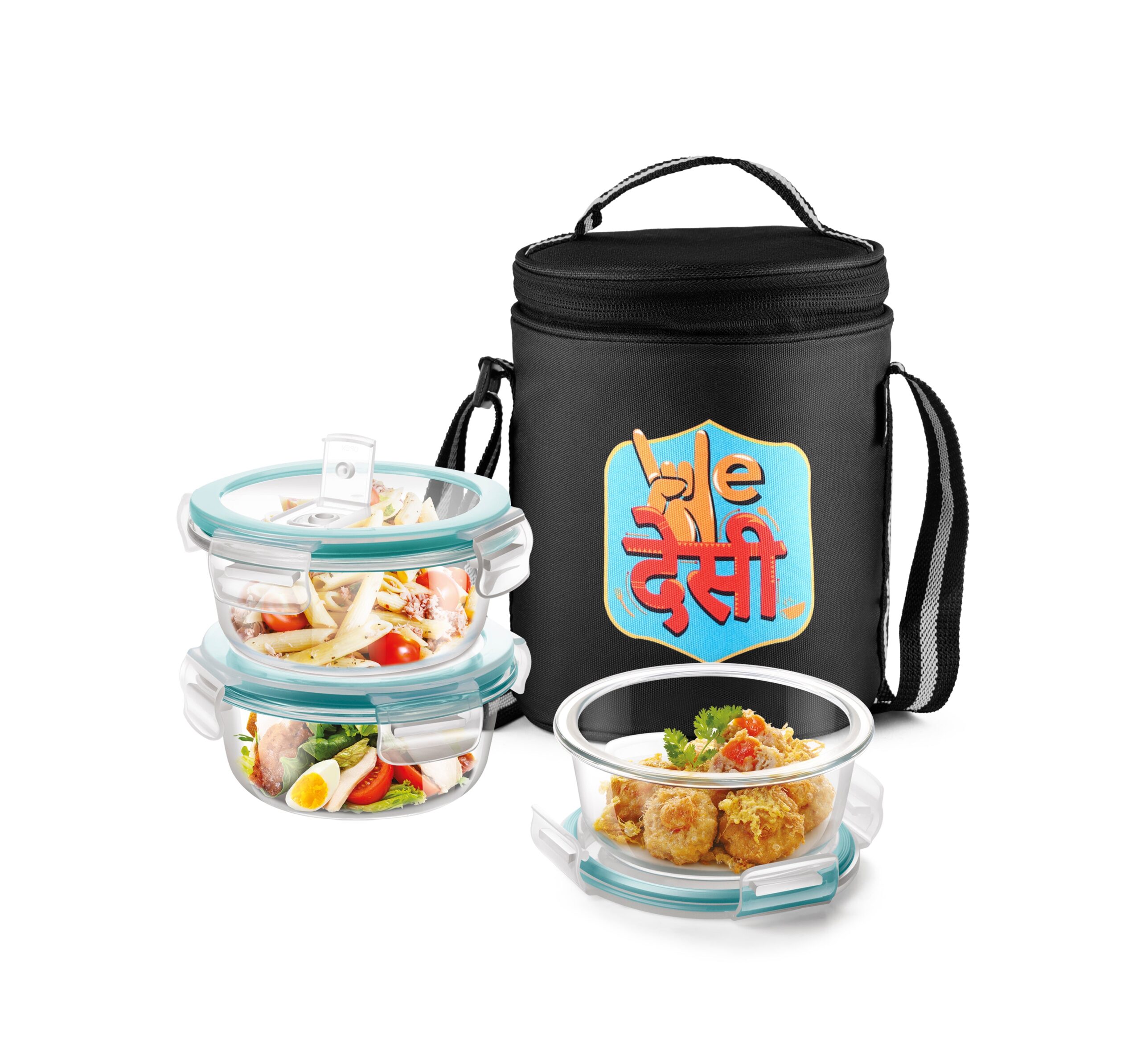 "We Desi" - Glass Tiffin with Printed Jacket (Milton) - view 3