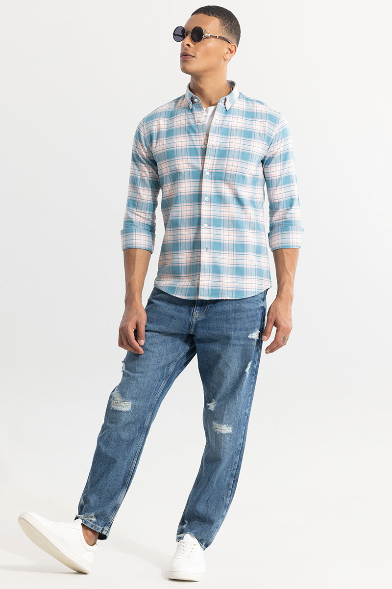 SNITCH Tartan Square Blue Checks Shirt - view 3