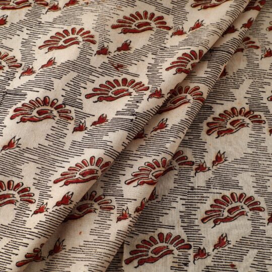 PITCHUKA SRINIVAS KALAMKARI PEDANA Beige - Block Print Cotton Pedana Kalamkari Fabric 18 - view 2