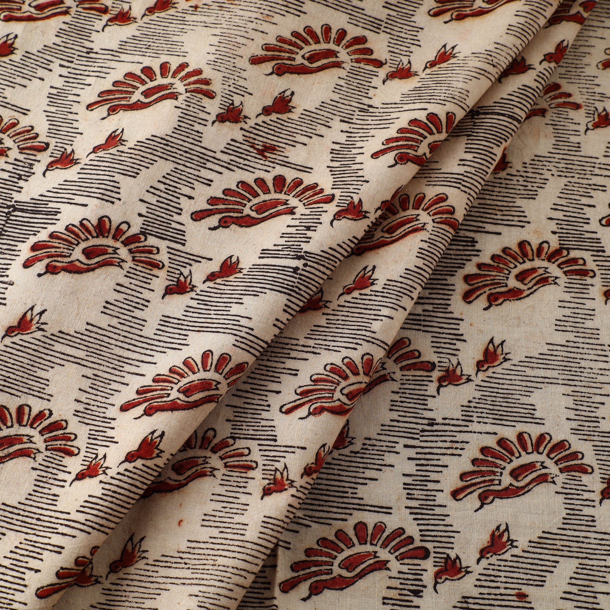 PITCHUKA SRINIVAS KALAMKARI PEDANA Beige - Block Print Cotton Pedana Kalamkari Fabric 18 - view 2