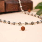Prinjal Jewellers Silver Mala (Om Beads)