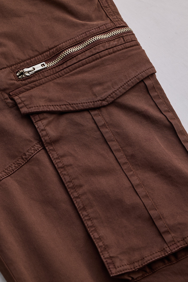 SNITCH Copper Brown Relaxed Fit Cargo Pants - view 9