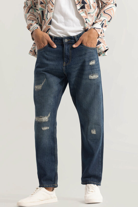 SNITCH Downtown Prussian Blue Baggy Jeans