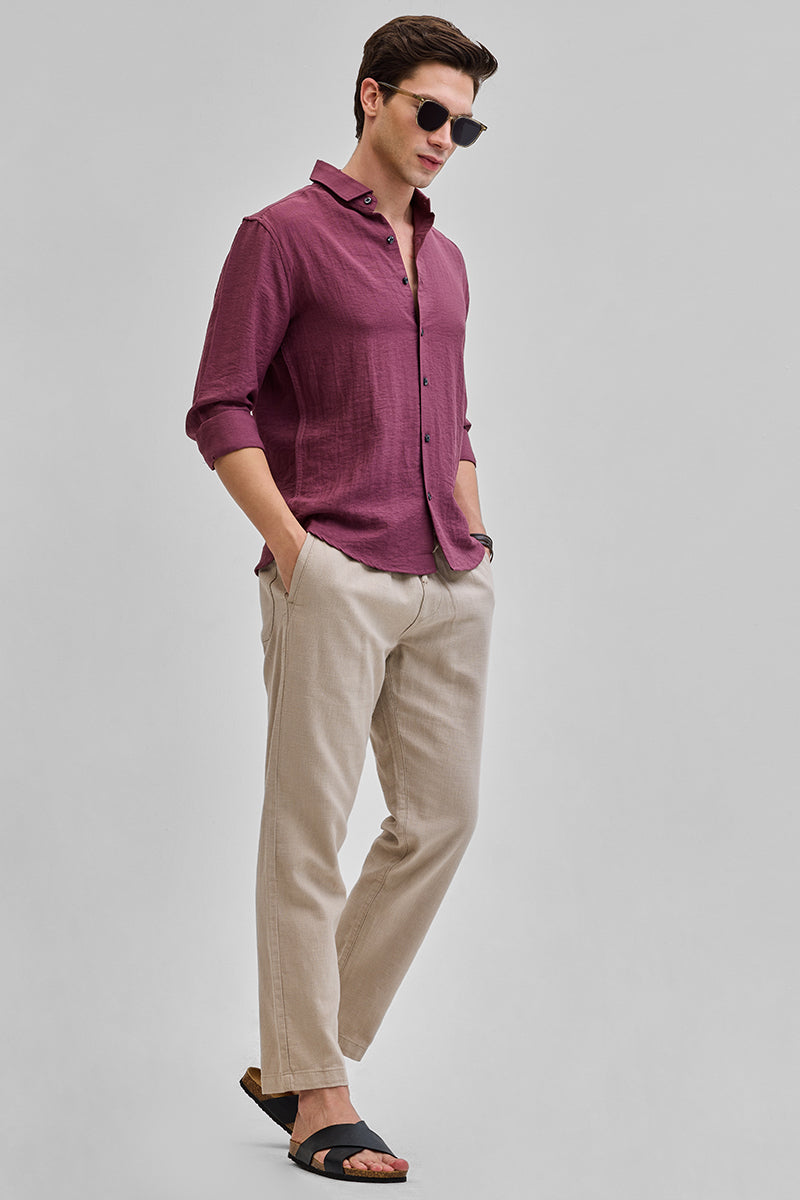 SNITCH Mauve Textured Linen Blend Shirt - view 3