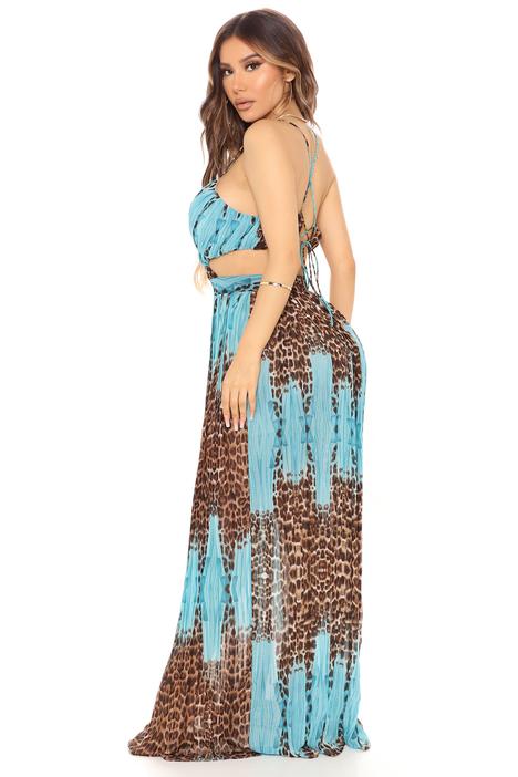 BlackTree Noemi Sleeveless Maxi Dress - Aqua/Combo.