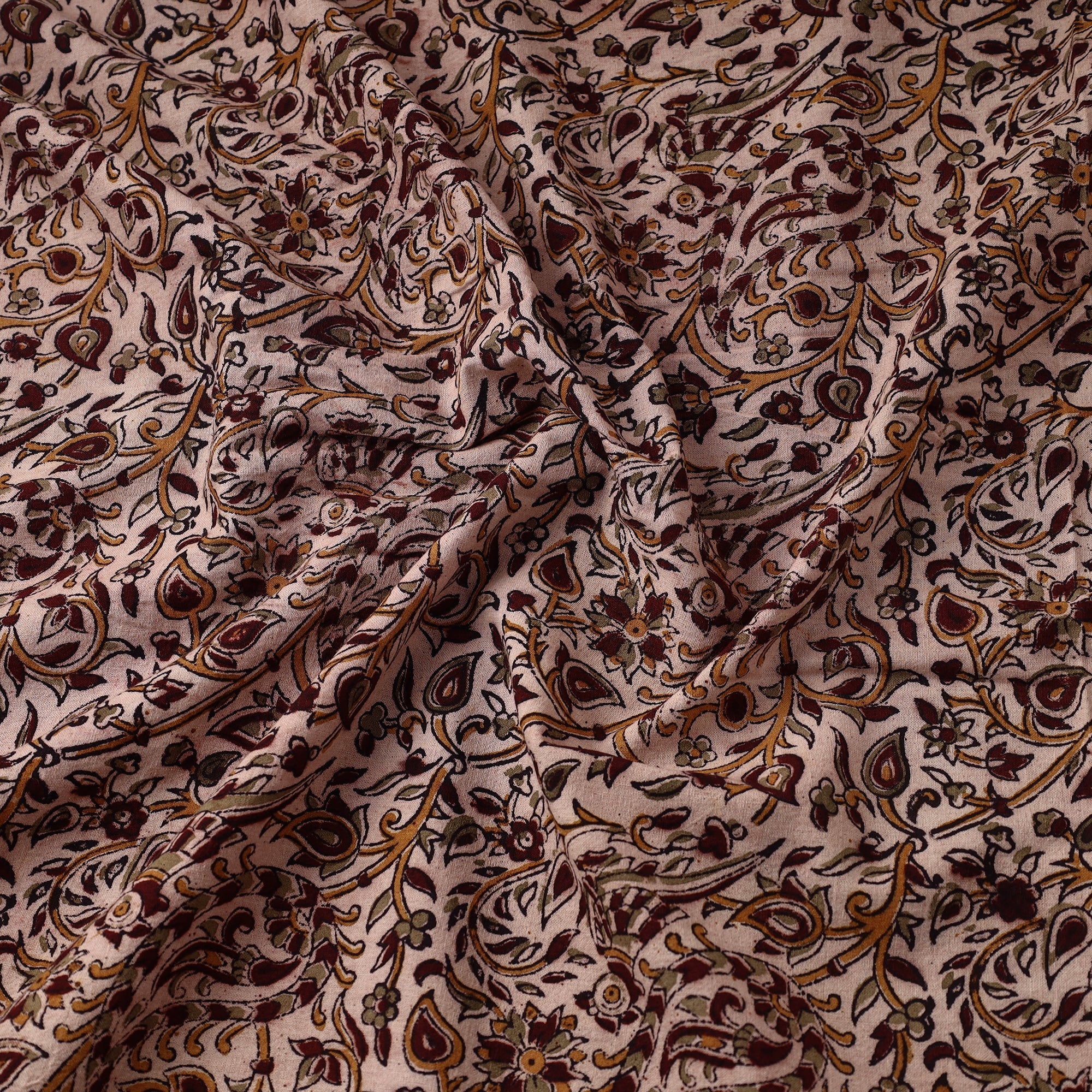 VENKATA BHANU KALAMKARI PEDANA Brown - Pedana Block Printed Cotton Kalamkari Fabric 19 - view 3