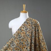 SOUTH KARGHA Beige - Natural Dyed Block Print Cotton Kalamkari Fabric 08