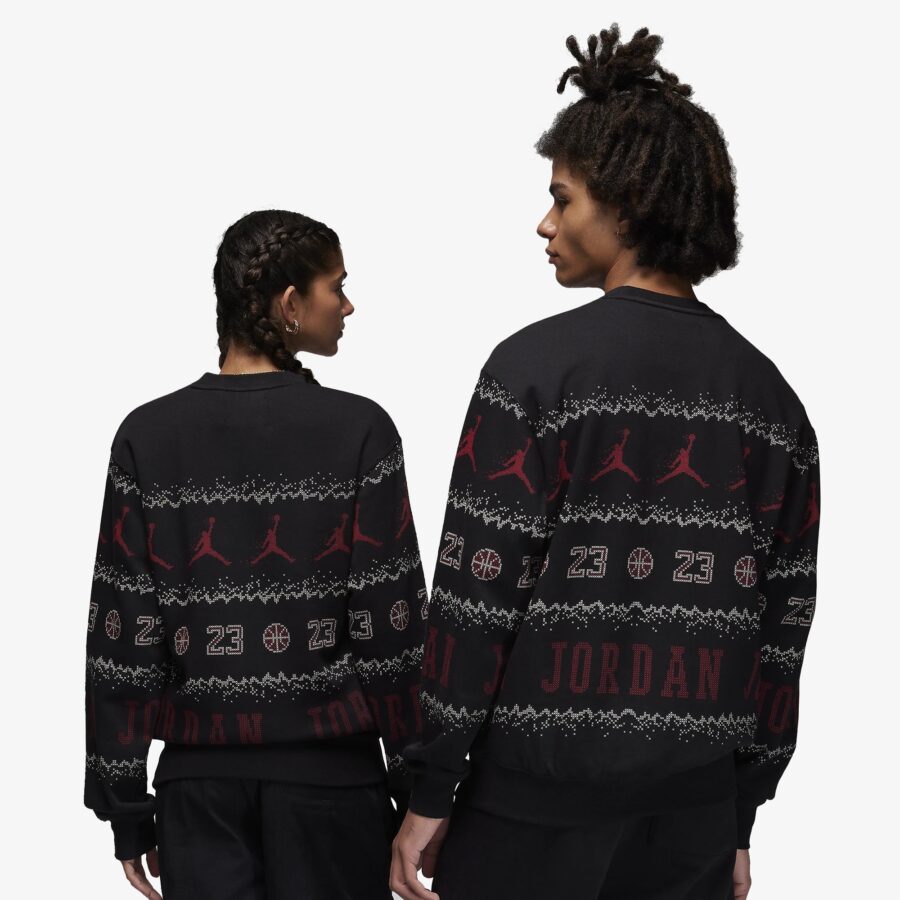Jordan | ESSENTIALS HOLIDAY FLEECE CREW { BLACK