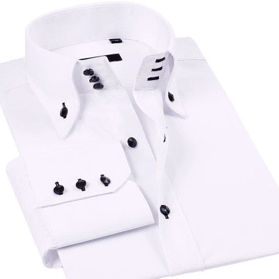 Casual Long Sleeve Slim-Fit Hand Sewing Men's Shirts..