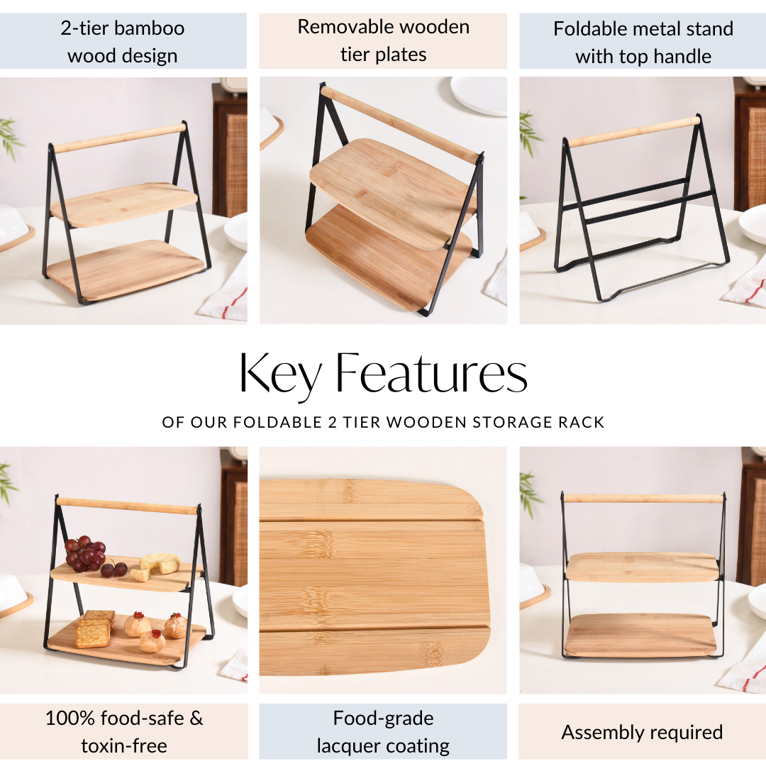 Nestasia Foldable 2 Tier Wooden Storage Rack - view 5