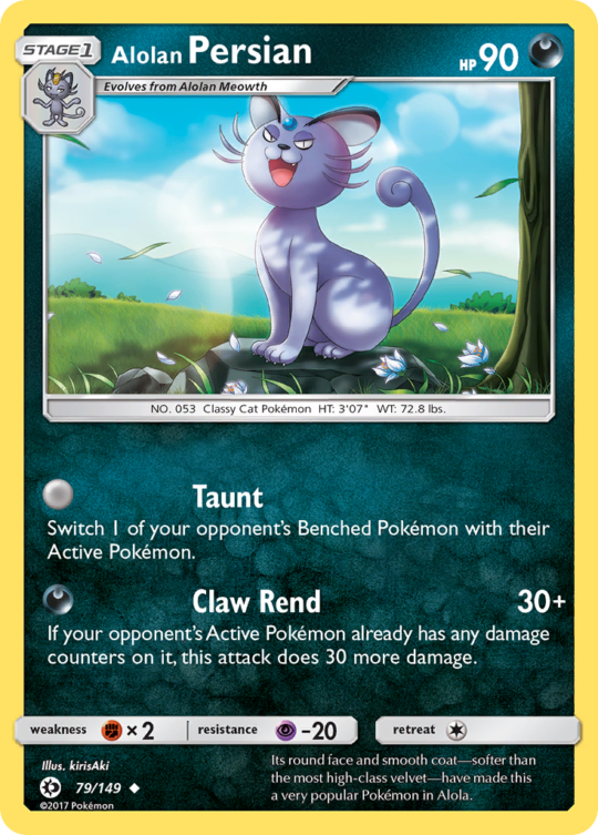 Uncommon sm1-79 reverse – Pokémon Alolan Persian - 79/149 - Uncommon [sm1-79] [Reverse Holo] - Alolan Persian - 79/149 - Uncommon