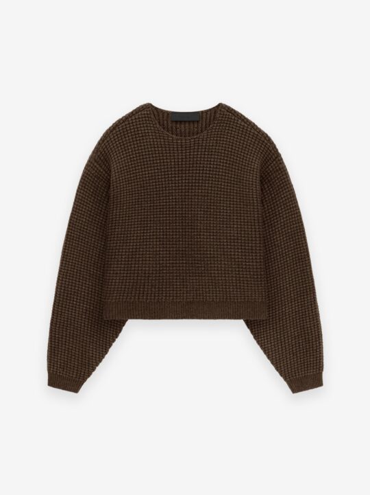 ESSENTIALS Women's Heavy Waffle Cropped Sweater