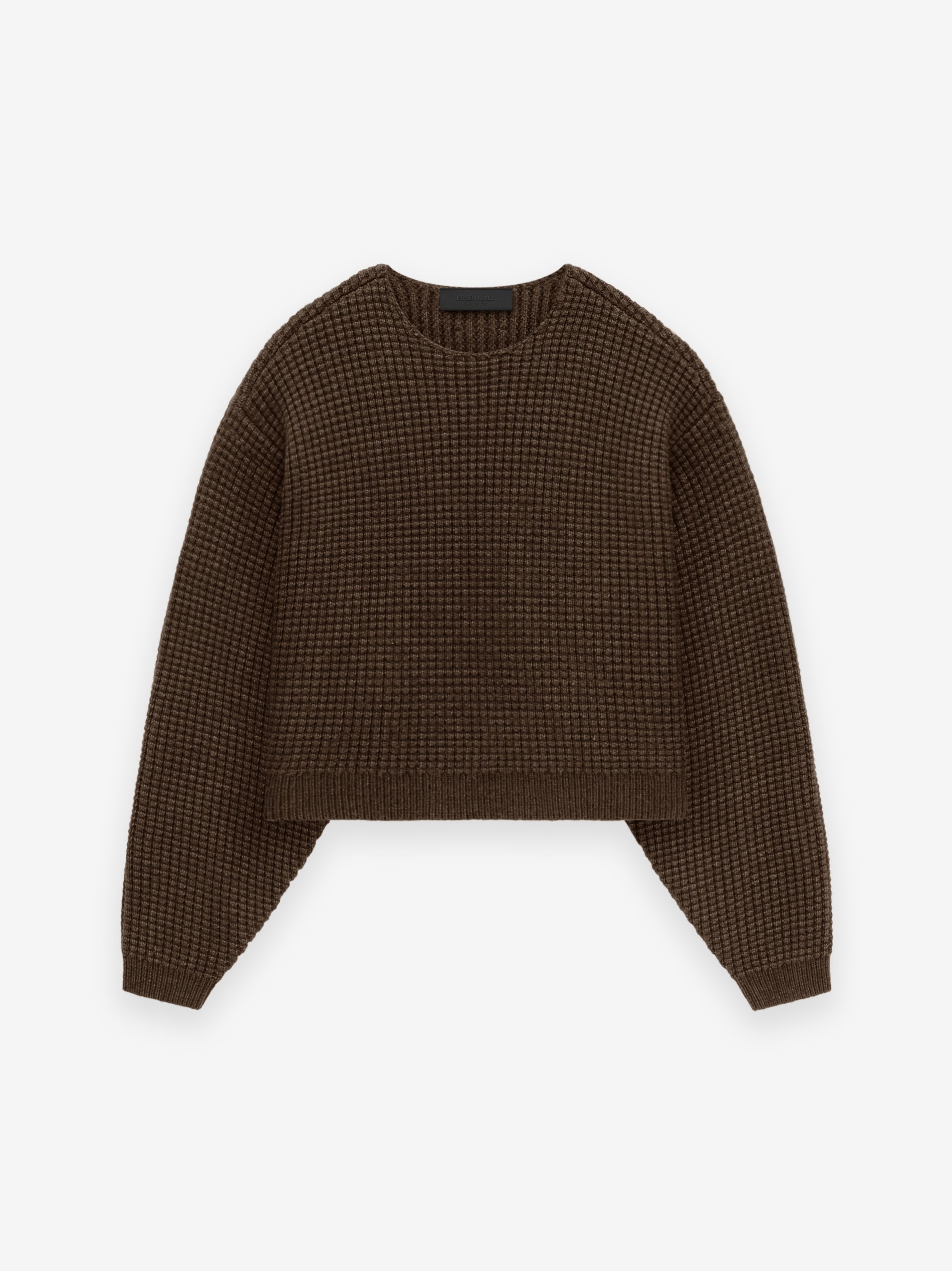 ESSENTIALS Women's Heavy Waffle Cropped Sweater