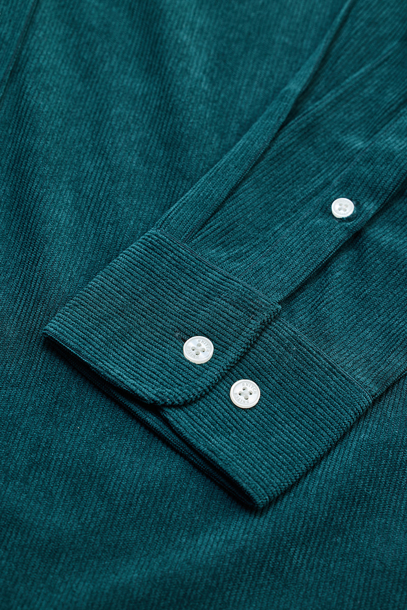 SNITCH Dark Green Slim Fit Corduroy Shirt - view 8