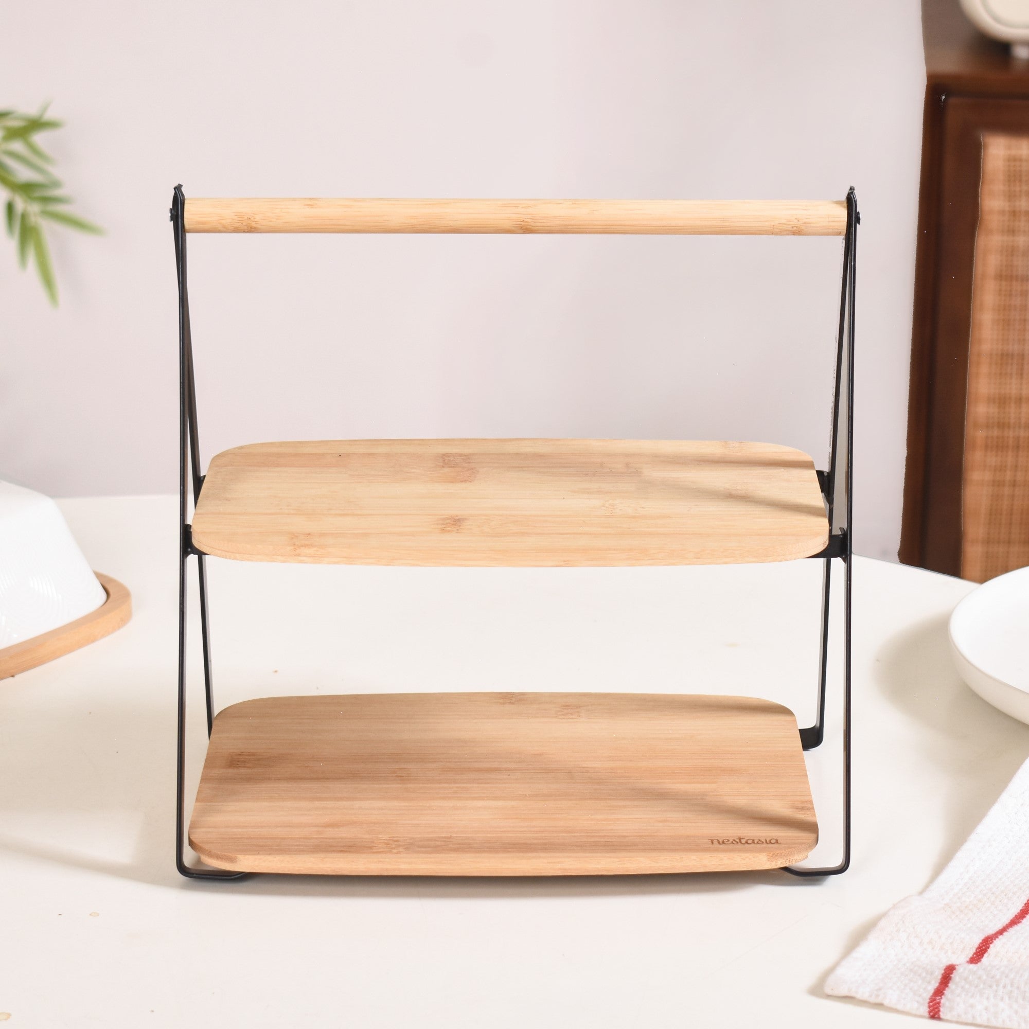 Nestasia Foldable 2 Tier Wooden Storage Rack - view 10