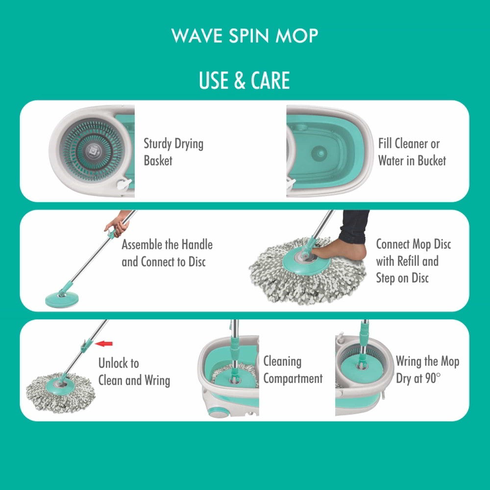 Wave Spin Mop (Spotzero by Milton) – Aqua Green - view 5