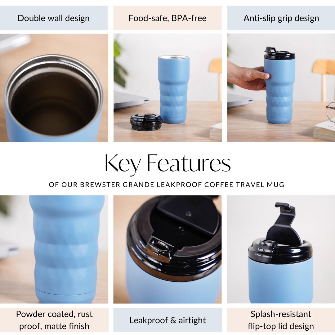 Nestasia Brewster Grande Leakproof Copper Insulated Travel Bottle Azure Blue 680ml - view 6