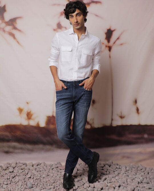 Rare Rabbit Men's Safa White Cotton Lyocell Fabric Full Sleeves Solid Shirt - view 2