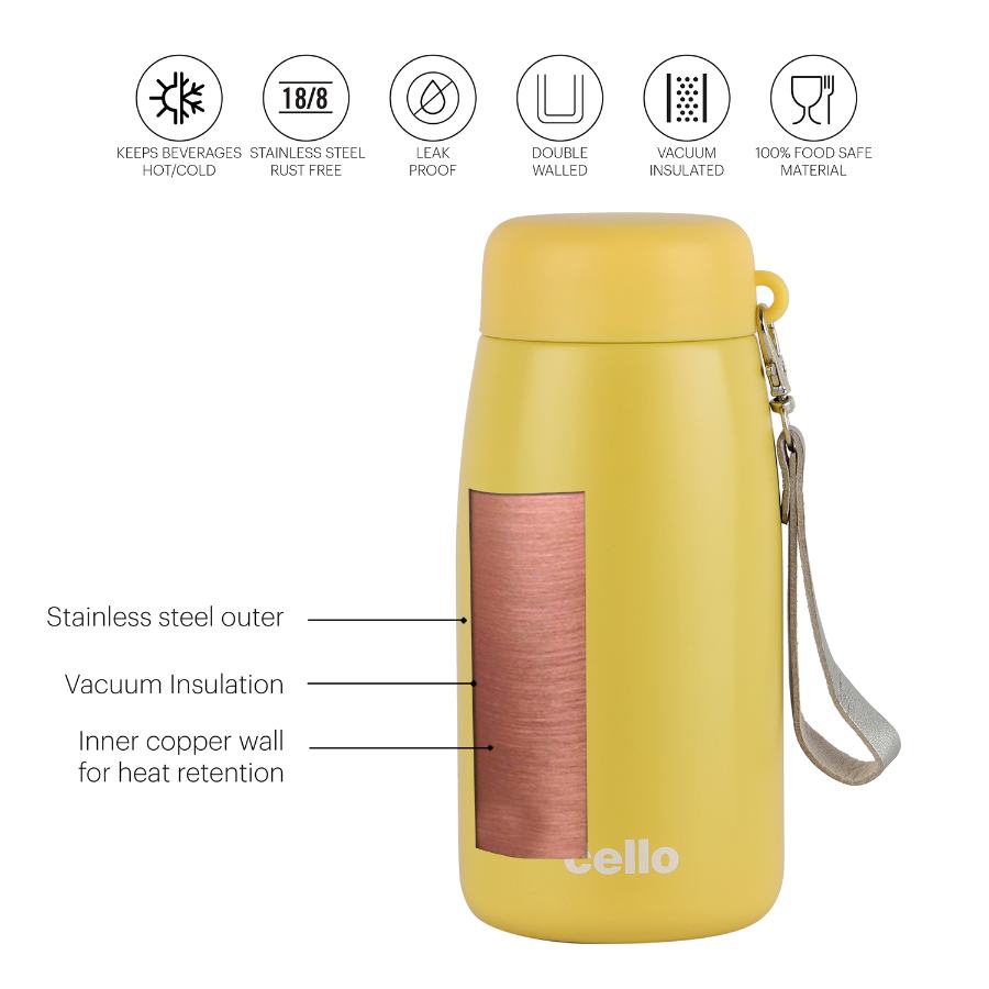 Cello Mom Hot & Cold Stainless Steel Kids Water Bottle, 350ml - view 11