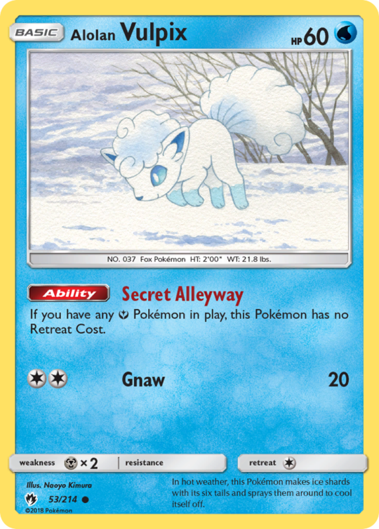 Common sm8-53 reverse – Pokémon Alolan Vulpix - 53/214 - Common [sm8-53] [Reverse Holo] - Alolan Vulpix - 53/214 - Common
