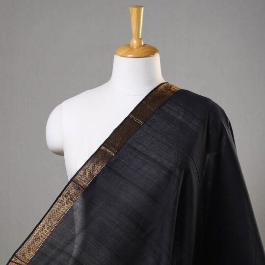 SOUTH KARGHA Black - Original Mangalagiri Handloom Cotton Zari Border Fabric 01