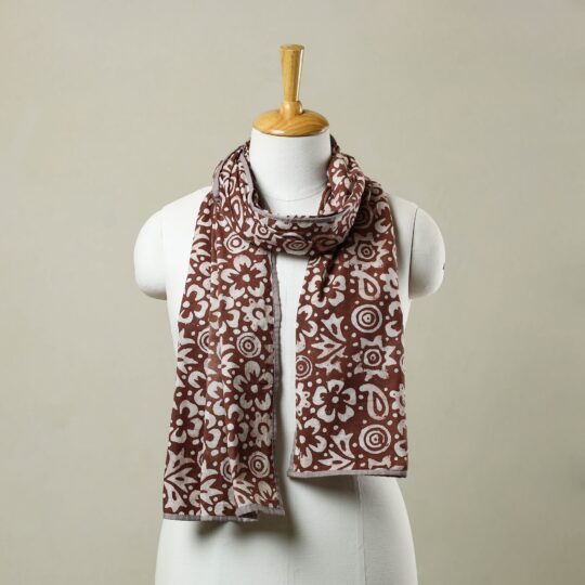 STOLES & SCARVES Brown - Cotton Hand Batik Print Stole 08
