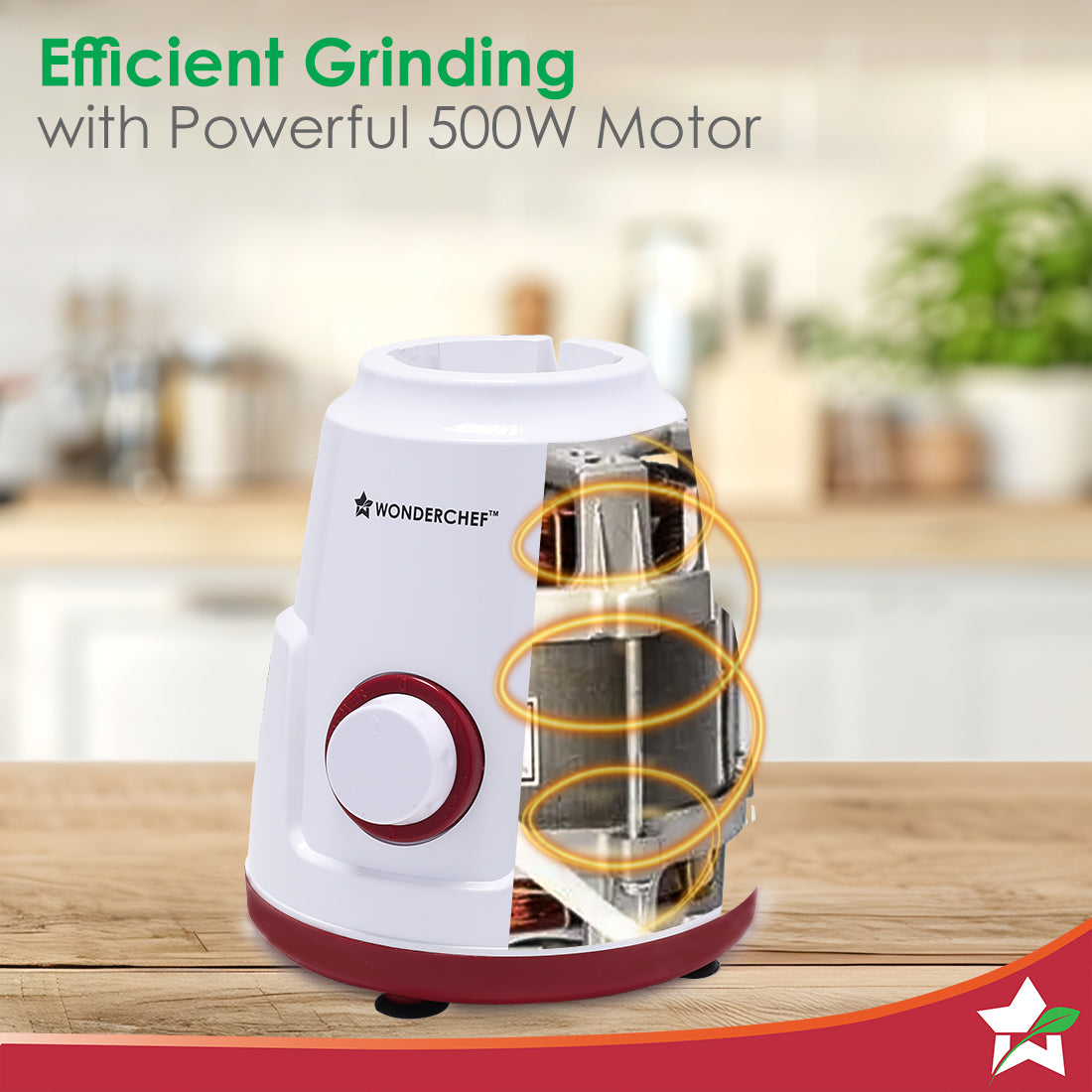Wonderchef Robo 500 W Mixer Grinder | 3 Stainless Steel Jars for Powerful Blending, - view 3