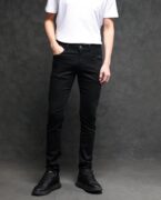 Rare Rabbit Men's Satinx S Black Rinse Wash Mid-Rise Slim Fit Jeans