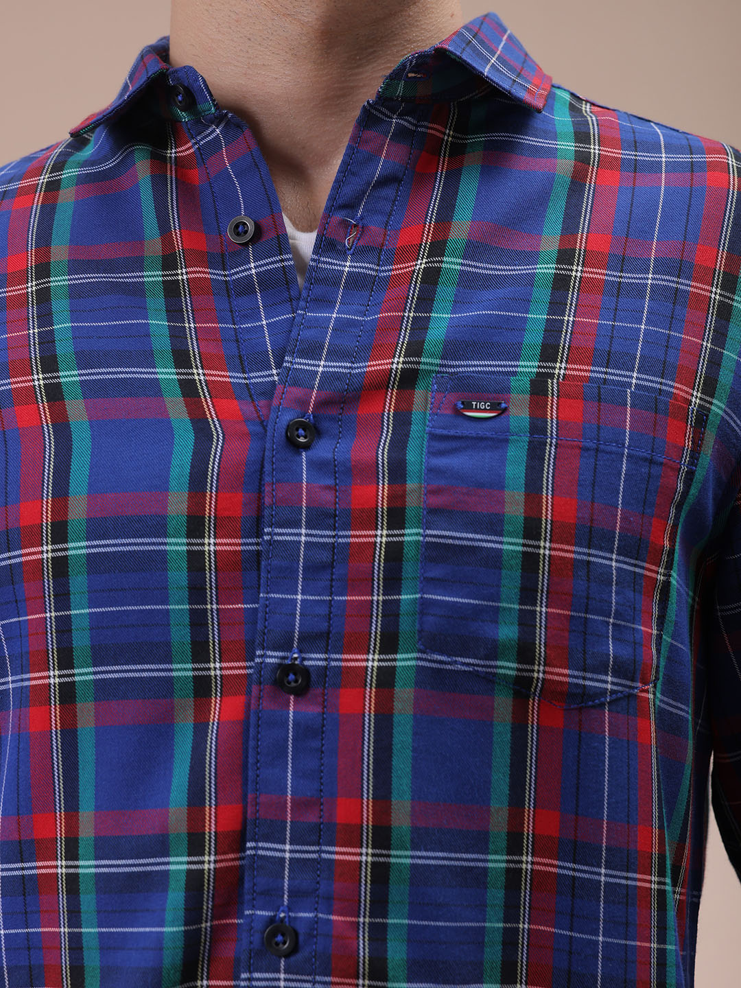 The Indian Garage Co Men's Purple Slim Fit Checked Shirt - view 6