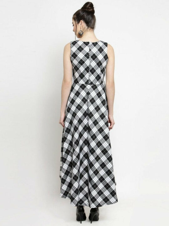 Women Checked White Dress..