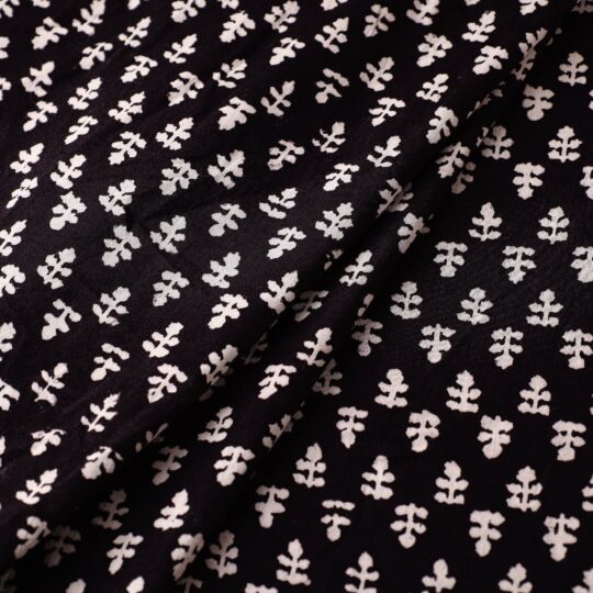 BAGH PRINTS BY MOHAMMED RAFIK KHATRI Black - Bagh Hand Block Printed Mul Cotton Fabric 07 - view 2