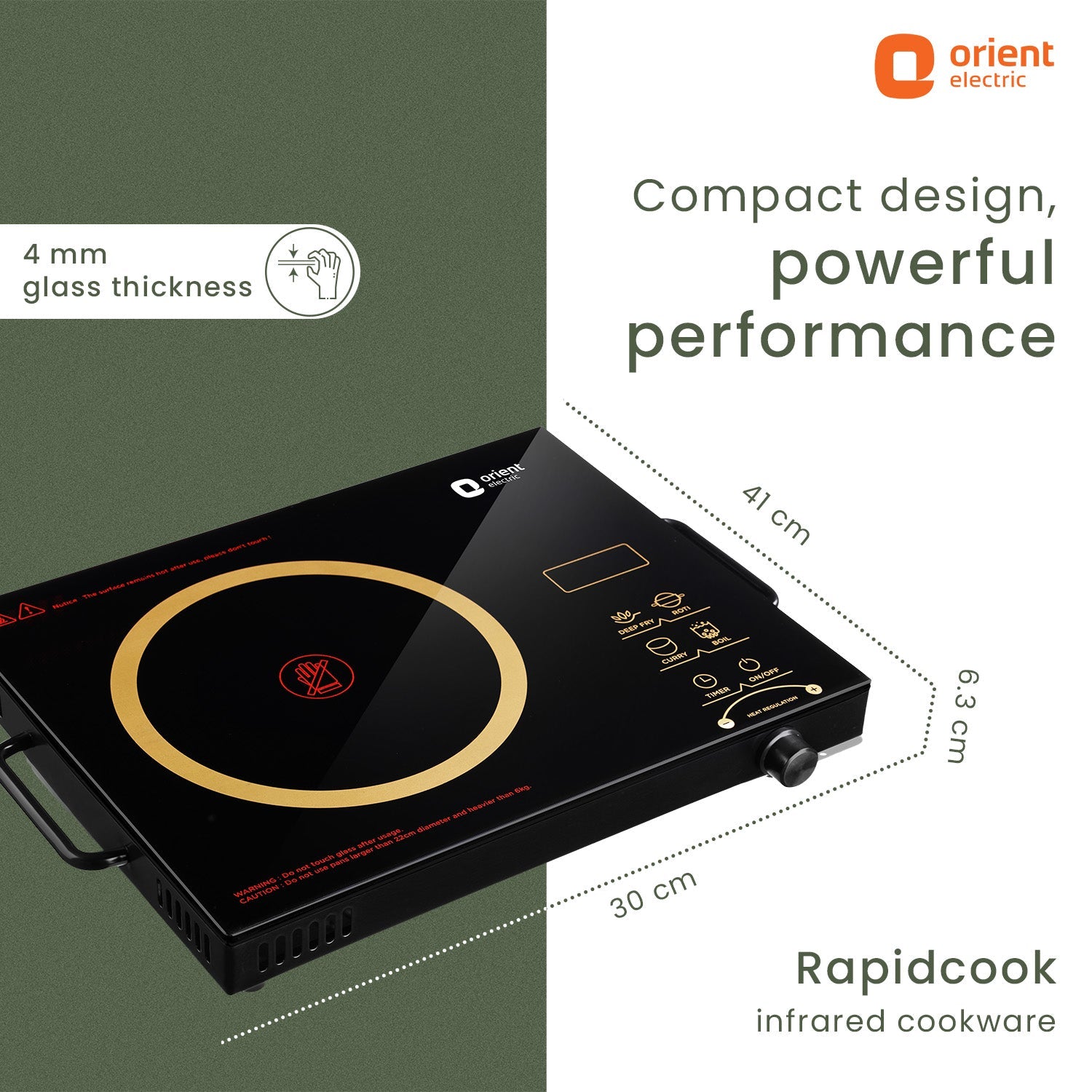 Orient Electric Rapid Cook Infrared Induction Cooktop 2200W (Induction Chulha) - view 8