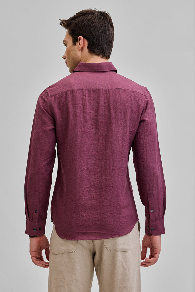 SNITCH Mauve Textured Linen Blend Shirt - view 7