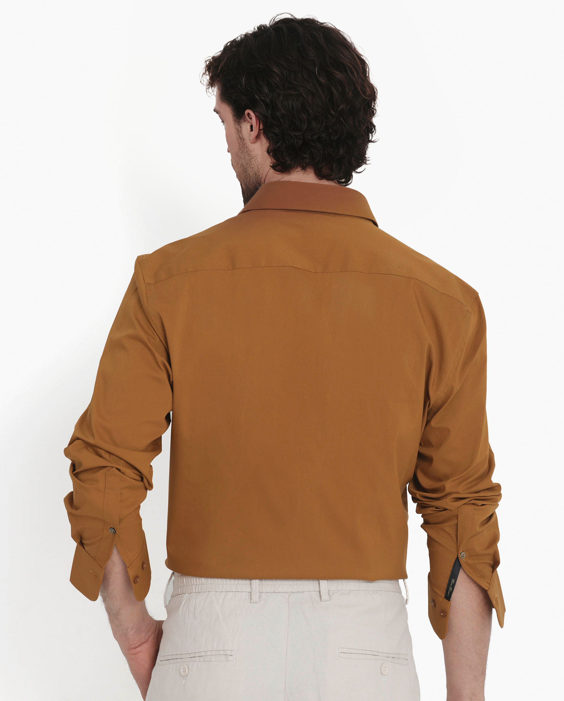 Rare Rabbit Men's Benedict Mustard Cotton Poly Elastane Blend Fabric Full Sleeve Solid Formal Shirt - view 8