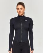 FIRM ABS Stand Collar Fitness Moto Jacket - Black