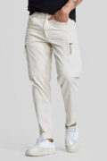 SNITCH Off White Slim Fit Cargo Pants