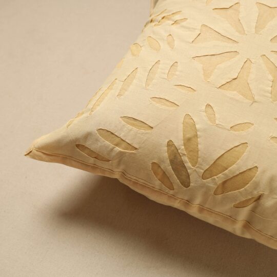 SHADES OF MARUDHARA Yellow - Cut Work Cotton Applique Cushion Cover (16 x 16 in) 13 - view 2