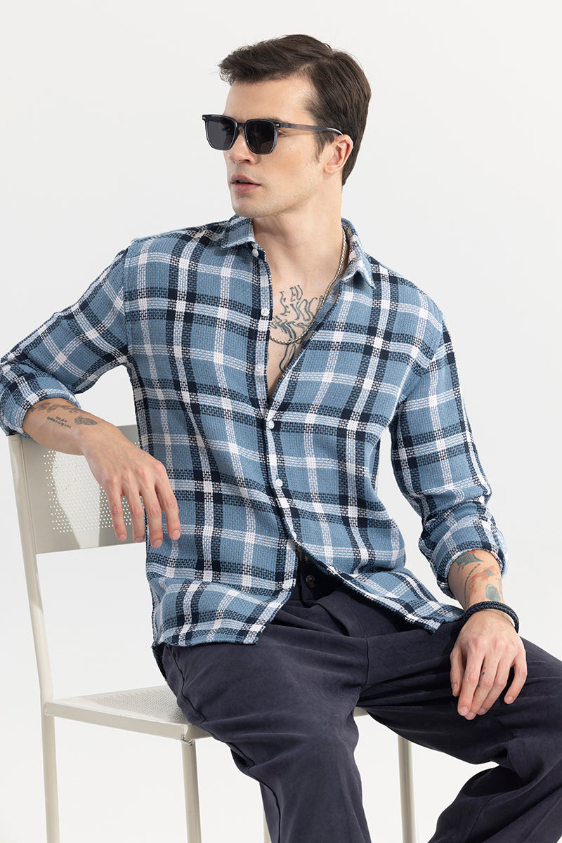SNITCH Gridline Blue Checks Shirt